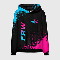 Толстовка-худи мужская FAW - neon gradient: надпись, символ, цвет: 3D-черный
