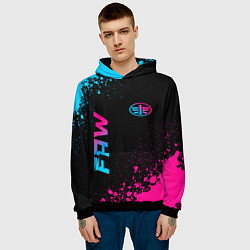 Толстовка-худи мужская FAW - neon gradient: надпись, символ, цвет: 3D-черный — фото 2