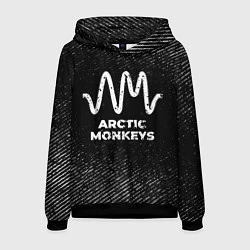Толстовка-худи мужская Arctic Monkeys с потертостями на темном фоне, цвет: 3D-черный