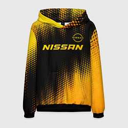 Толстовка-худи мужская Nissan - gold gradient: символ сверху, цвет: 3D-черный