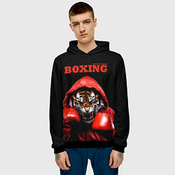 Толстовка-худи мужская Boxing tiger, цвет: 3D-черный — фото 2