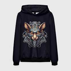 Толстовка-худи мужская Механическая крыса, цвет: 3D-черный