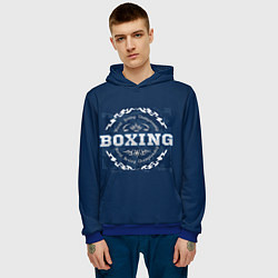 Толстовка-худи мужская Boxing - надпись, цвет: 3D-синий — фото 2