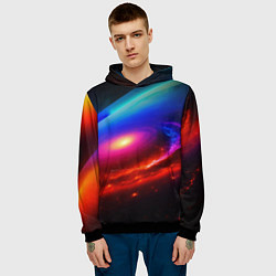 Толстовка-худи мужская Неоновая галактика, цвет: 3D-черный — фото 2