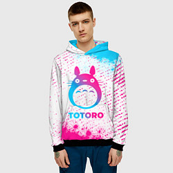 Толстовка-худи мужская Totoro neon gradient style, цвет: 3D-черный — фото 2