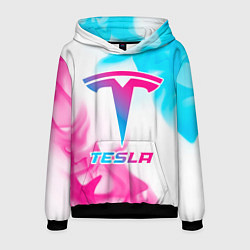 Толстовка-худи мужская Tesla neon gradient style, цвет: 3D-черный