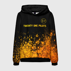 Толстовка-худи мужская Twenty One Pilots - gold gradient: символ сверху, цвет: 3D-черный