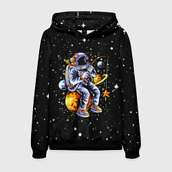 Толстовка-худи мужская Космонавт на рыбалке - неон, цвет: 3D-черный