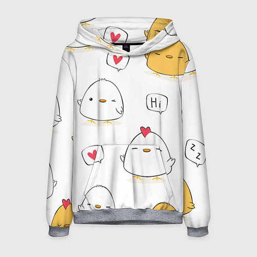 Мужская толстовка Привет цыпленок / 3D-Меланж – фото 1