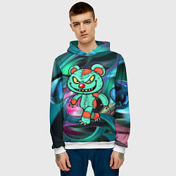 Толстовка-худи мужская Кровожадный мишутка-вуду, цвет: 3D-белый — фото 2