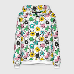 Толстовка-худи мужская Весёлые монстры, цвет: 3D-белый