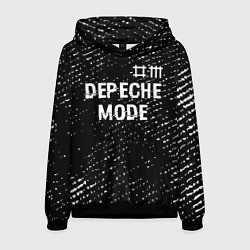 Толстовка-худи мужская Depeche Mode glitch на темном фоне: символ сверху, цвет: 3D-черный