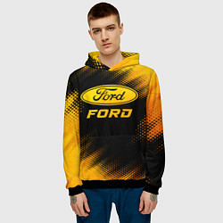 Толстовка-худи мужская Ford - gold gradient, цвет: 3D-черный — фото 2