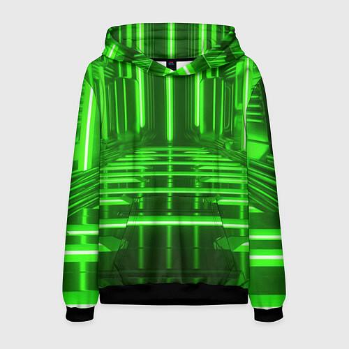 Мужская толстовка Зеленые световые объекты / 3D-Черный – фото 1