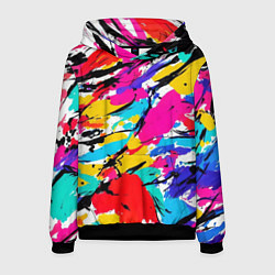 Толстовка-худи мужская Абстрактные узоры штрихи, цвет: 3D-черный