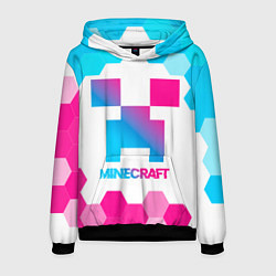 Толстовка-худи мужская Minecraft neon gradient style, цвет: 3D-черный
