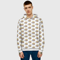 Толстовка-худи мужская Листики, цвет: 3D-белый — фото 2