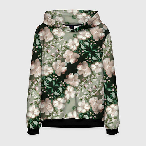 Мужская толстовка Нежные розовые цветочки / 3D-Черный – фото 1