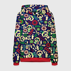 Толстовка-худи мужская Мексиканский карнавал - Carnaval Mexicano, цвет: 3D-красный