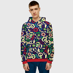 Толстовка-худи мужская Мексиканский карнавал - Carnaval Mexicano, цвет: 3D-красный — фото 2