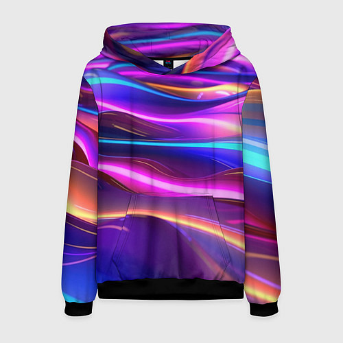 Мужская толстовка Неоновые волны / 3D-Черный – фото 1