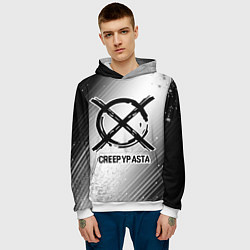 Толстовка-худи мужская CreepyPasta glitch на светлом фоне, цвет: 3D-белый — фото 2
