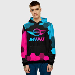 Толстовка-худи мужская Mini - neon gradient, цвет: 3D-черный — фото 2