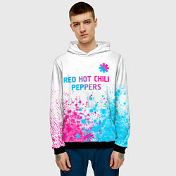 Толстовка-худи мужская Red Hot Chili Peppers neon gradient style: символ, цвет: 3D-черный — фото 2