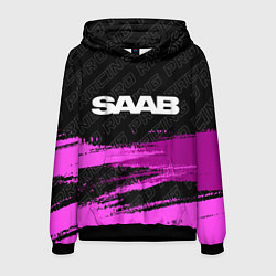 Толстовка-худи мужская Saab pro racing: символ сверху, цвет: 3D-черный