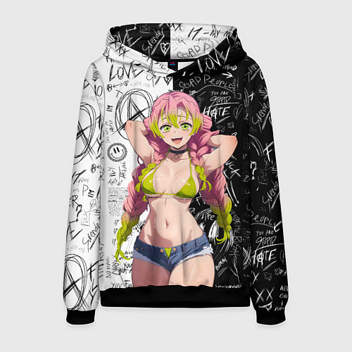 Мужская толстовка Мицури Канроджи - Demon slayer / 3D-Черный – фото 1