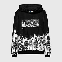 Толстовка-худи мужская Блич - Скелеты в огне, цвет: 3D-черный