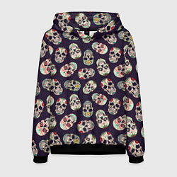 Толстовка-худи мужская Узор с черепами Pattern with skulls, цвет: 3D-черный