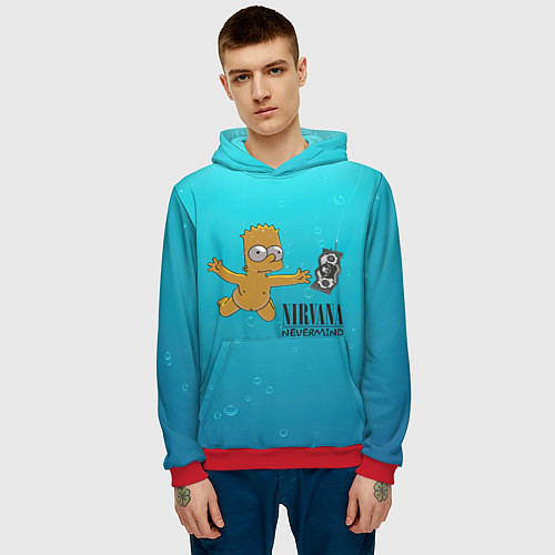 Мужская толстовка Nirvana - Simpson / 3D-Красный – фото 3