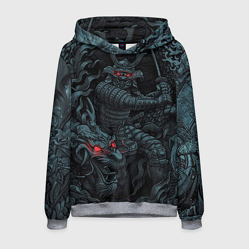 Мужская толстовка Samurai and dragon / 3D-Меланж – фото 1