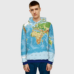 Толстовка-худи мужская Атлас мира, цвет: 3D-синий — фото 2