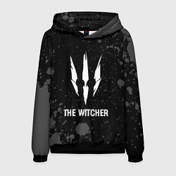 Толстовка-худи мужская The Witcher glitch на темном фоне, цвет: 3D-черный