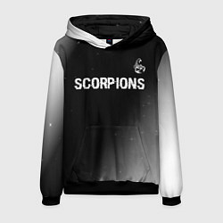Толстовка-худи мужская Scorpions glitch на темном фоне: символ сверху, цвет: 3D-черный