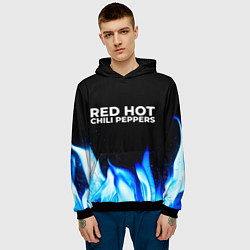 Толстовка-худи мужская Red Hot Chili Peppers blue fire, цвет: 3D-черный — фото 2