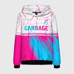 Толстовка-худи мужская Garbage neon gradient style: символ сверху, цвет: 3D-черный