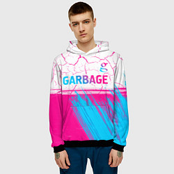 Толстовка-худи мужская Garbage neon gradient style: символ сверху, цвет: 3D-черный — фото 2