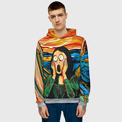 Толстовка-худи мужская Мона Лиза в стиле картины Крик, цвет: 3D-меланж — фото 2