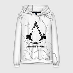 Толстовка-худи мужская Assassins Creed glitch на светлом фоне, цвет: 3D-белый