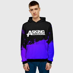 Толстовка-худи мужская Asking Alexandria purple grunge, цвет: 3D-черный — фото 2