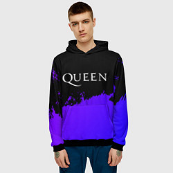 Толстовка-худи мужская Queen purple grunge, цвет: 3D-черный — фото 2