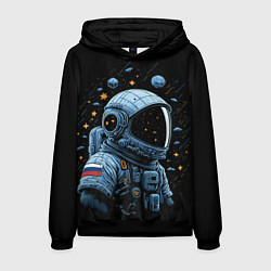 Толстовка-худи мужская Русский космонавт, цвет: 3D-черный