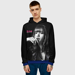 Толстовка-худи мужская Blackpink Lisa in leather jacket, цвет: 3D-синий — фото 2