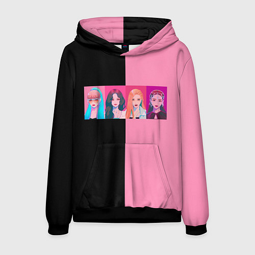 Мужская толстовка Группа Black pink на черно-розовом фоне / 3D-Черный – фото 1