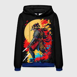 Толстовка-худи мужская Японский самурай - закат, цвет: 3D-синий