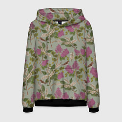 Толстовка-худи мужская Мухоловки и сирень, цвет: 3D-черный