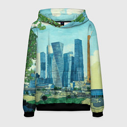 Толстовка-худи мужская Москва-сити Ван Гог, цвет: 3D-черный